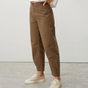 Everlane Khaki Fatigue Barrel Pant Cotton Linen Blend Size 00 Large Pockets
